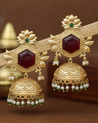 Simran Gold Jhumki Earrings