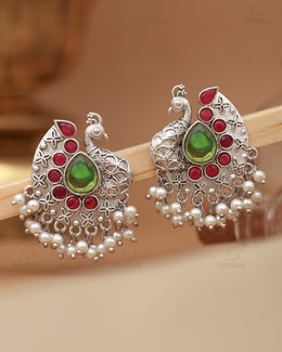 Shyla Peacock Stud Earrings - wxo