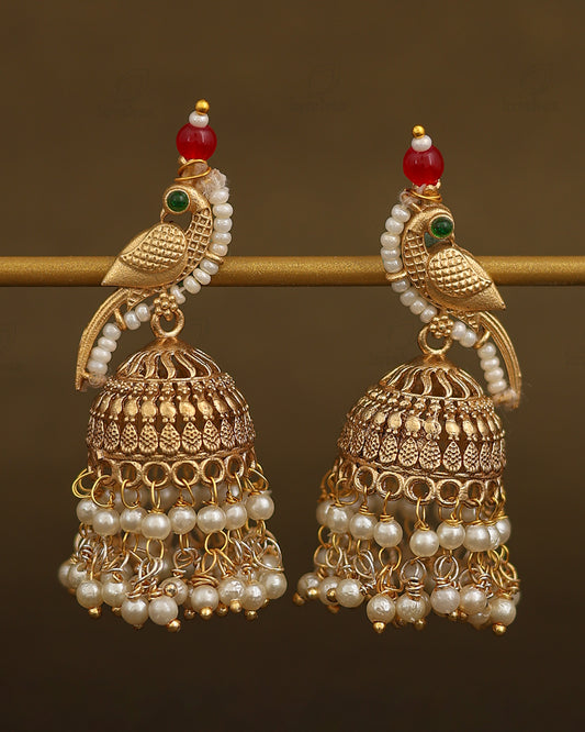 Nakshi Gold Jhumki Earrings
