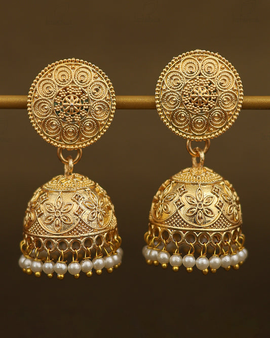 Nia Gold Jhumki Earrings