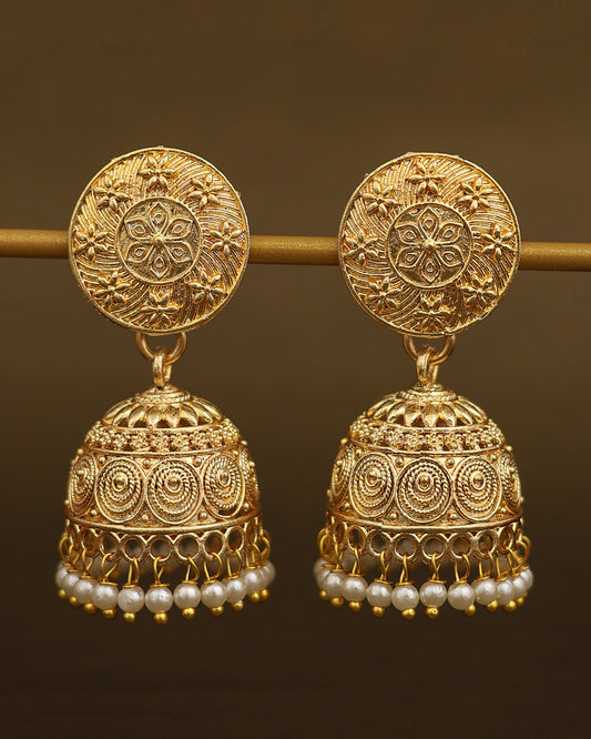 Mira Gold Jhumki Earrings