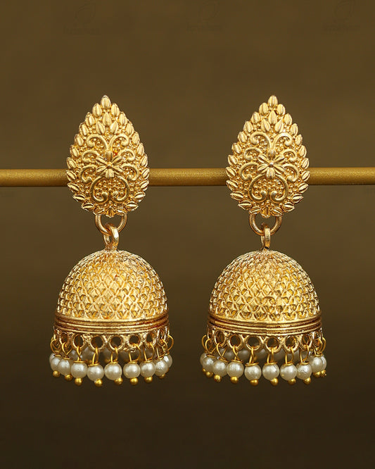 ZIya Gold Jhumki Earrings