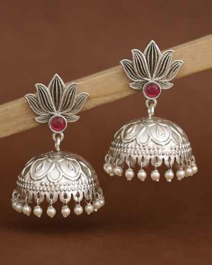 Lotus Jhumki Earrings