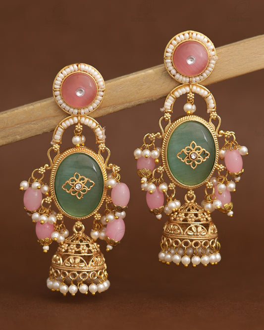 Rangoli Gold Jhumki Earrings