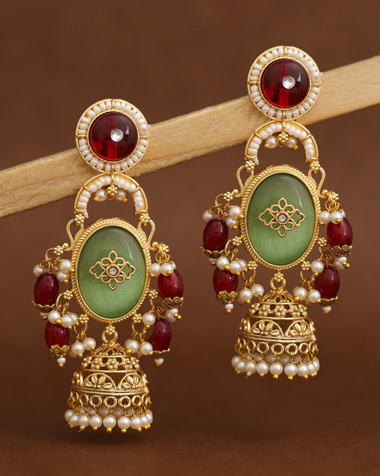 Rangoli Gold Jhumki Earrings