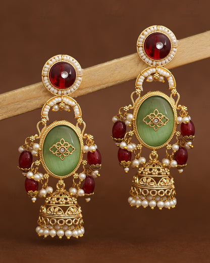 Rangoli Gold Jhumki Earrings