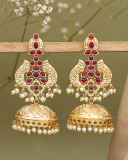 Preeta Golden Jhumki Earrings