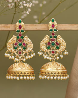 Preeta Golden Jhumki Earrings