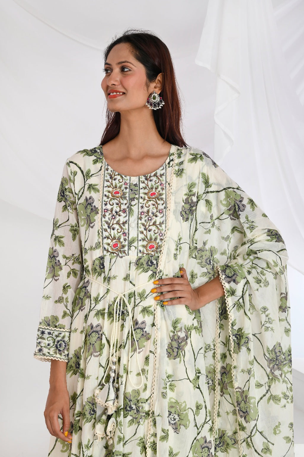 White Anarkali Suit Set - Divya
