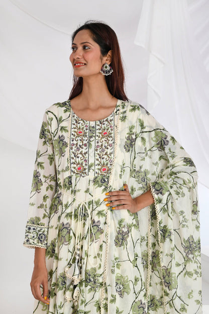 White Anarkali Suit Set - Divya