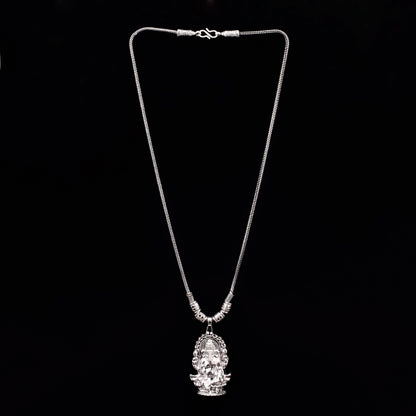 Oxidized Silver Ganesha Pendant Necklace