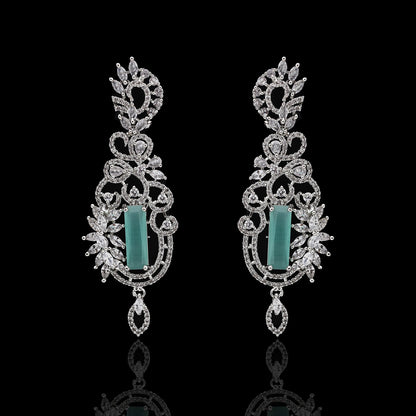 Aurora Rhodium Plated Cz Dangler - CZE