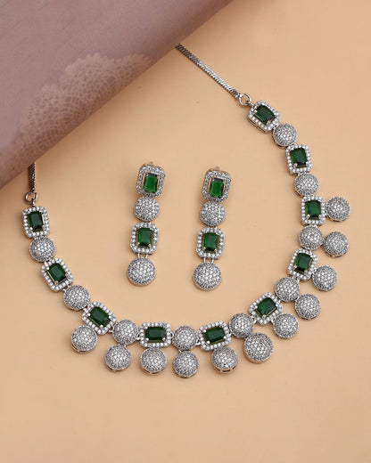 Helena Rhodium Plated Cz Necklace