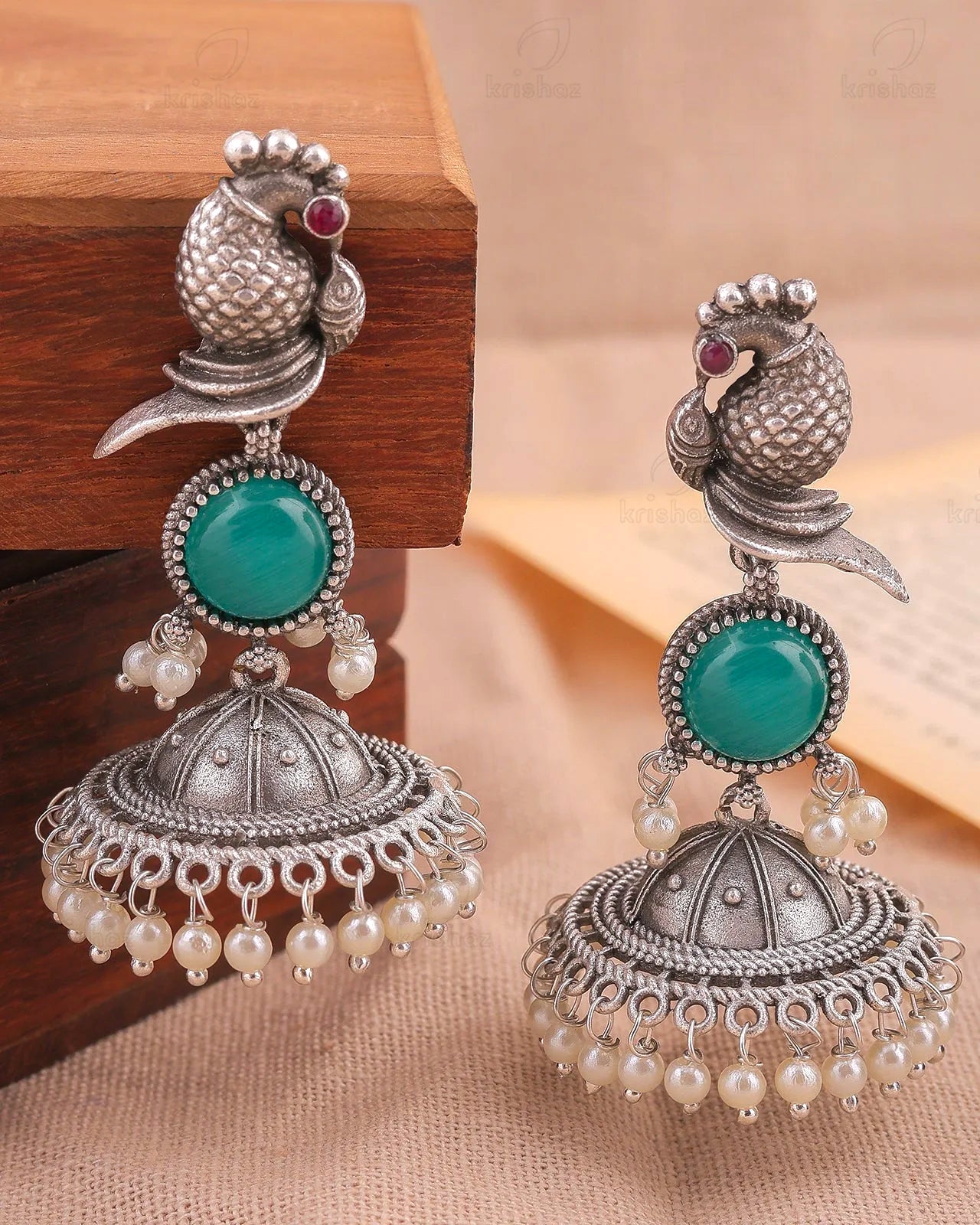 Parakeet Bird Jhumki Earrings